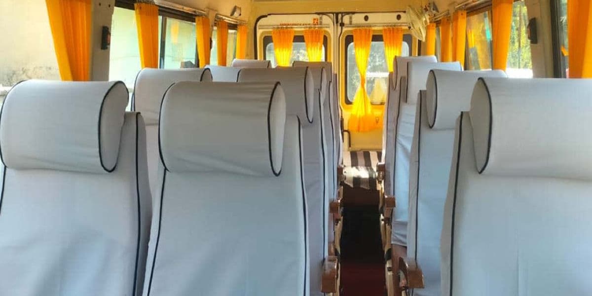 Interior Seating View of 12 Seater Tempo Traveller Rental 12 Seater Tempo Traveller Rental