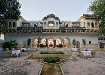 Aerial view of Samode Palace Jaipur heritage palace hotel Samode Palace aerial in Jaipur