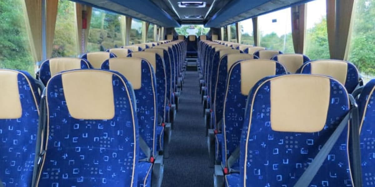 Premium Blue and Gold Luxury Bus Interior for Group Travel Luxury Bus Interior Seating