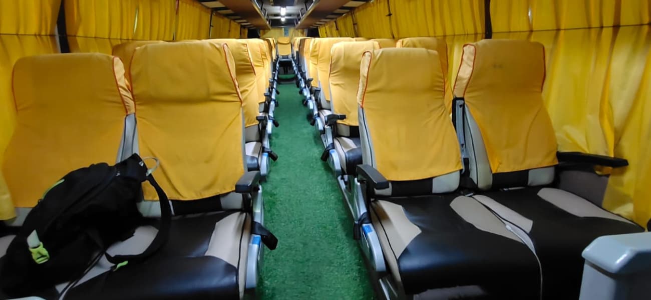 Comfortable Interior Seating of Luxury Bus Rental in Jaipur Luxury Bus Interior Seating