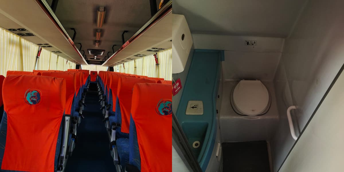 Clean Onboard Toilet Facility in 39 Seater Volvo Bus 39 Seater Volvo Bus Interior and Washroom Jaipur
