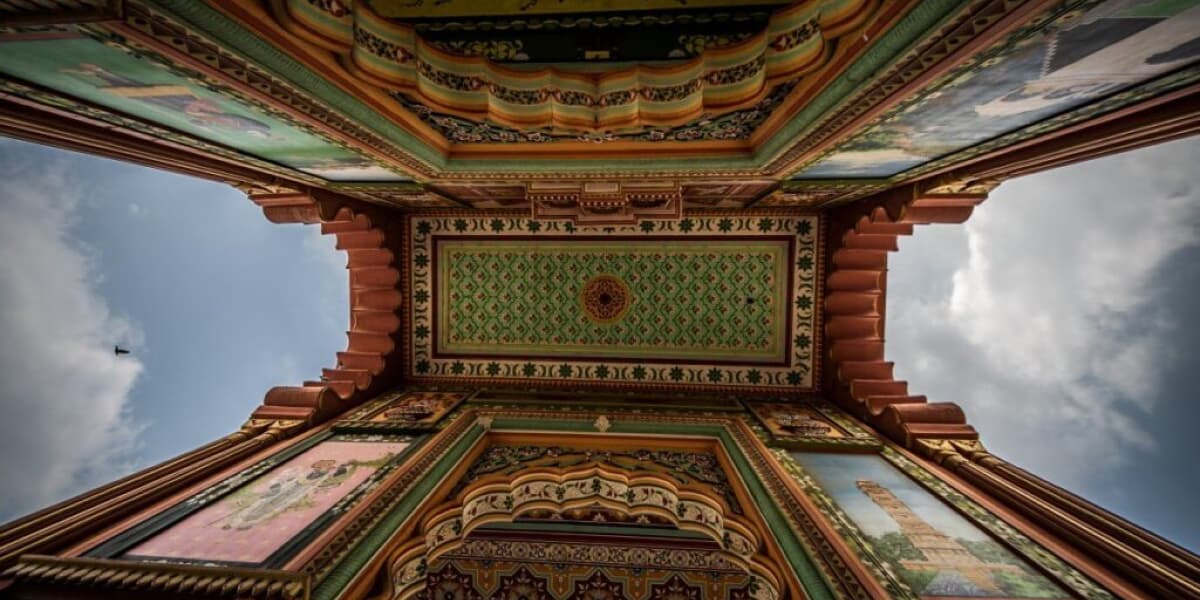 Intricate Interior Roof Art at Patrika Gate Jaipur Patrika Gate Roof Art